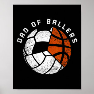 Dad Of Llers Funny Volleyll Soccer Sketll Dad Poster