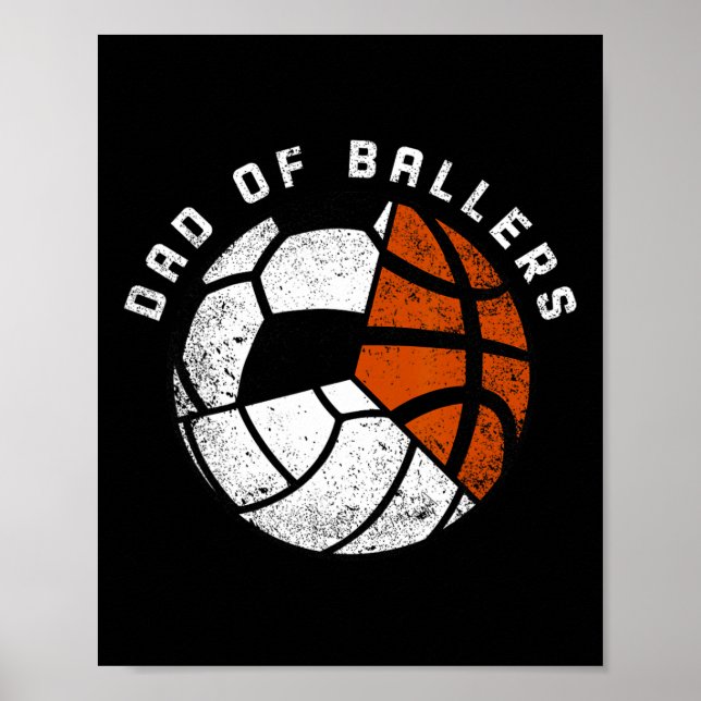 Dad Of Llers Funny Volleyll Soccer Sketll Dad  Poster (Front)