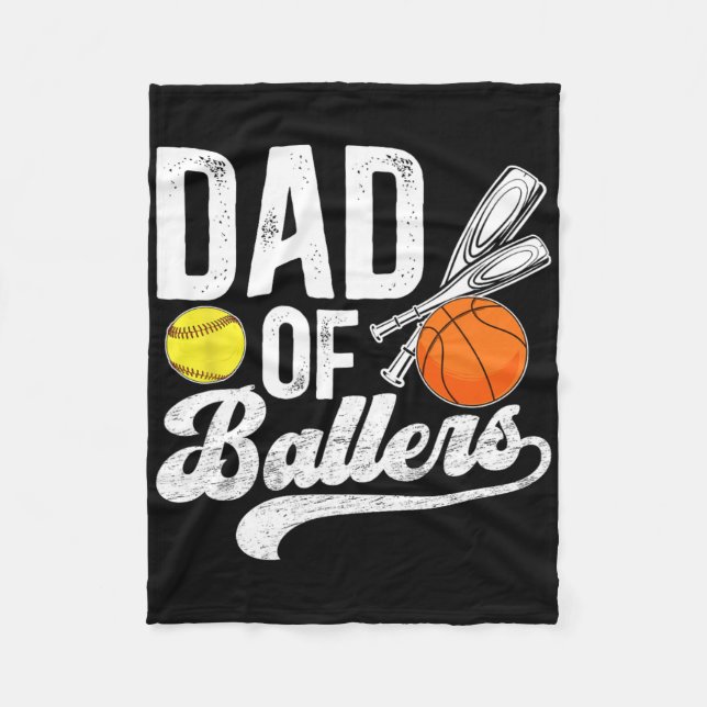 Dad Of Llers Softll Sketll Dad  Fleece Blanket (Front)