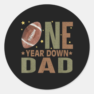 Dad Of The 1 Year Old Football Birthday Boy Party Classic Round Sticker