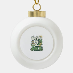 Dad of the 2 Rex Dinosaur Father Shirt Design_1 Ceramic Ball Christmas Ornament