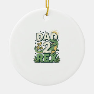 Dad of the 2 Rex Dinosaur Father Shirt Design_1 Ceramic Tree Decoration