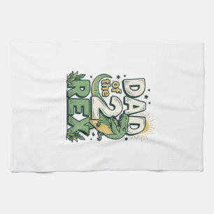 Dad of the 2 Rex Dinosaur Father Shirt Design_1 Tea Towel