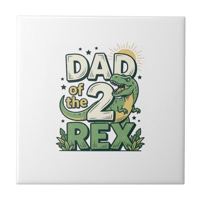 Dad of the 2 Rex Dinosaur Father Shirt Design_1 Tile (Front)