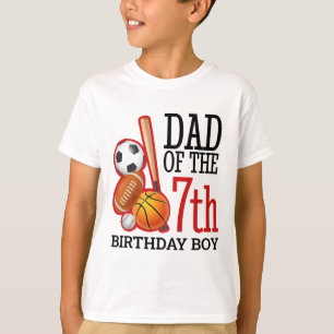 Dad Of The 7th Birthday Boy Footll Sketll Sell T-Shirt