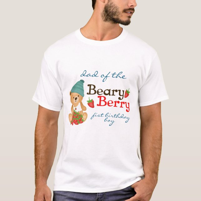 Dad of the Beary Berry First Birthday Kid T-Shirt (Front)