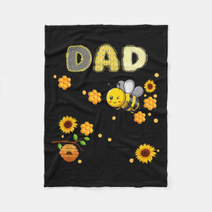Dad of The Bee-Day Girl Funny Bee Birthday Party Fleece Blanket