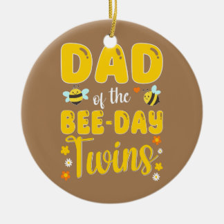 Dad of the Bee Day Twins Birthday Family  Ceramic Tree Decoration