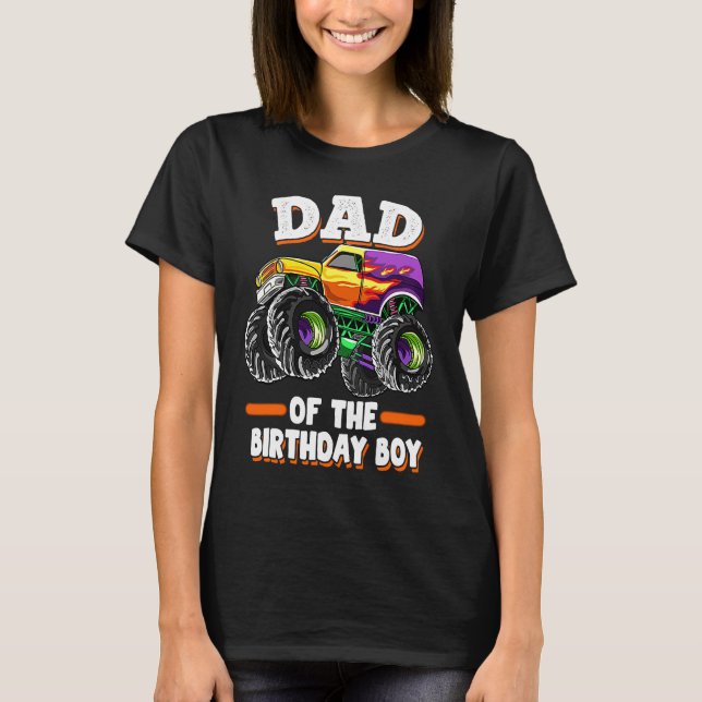 Dad Of The Birthday Boy Fathers Monster Truck Mens T-Shirt (Front)
