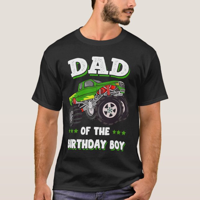 Dad Of The Birthday Boy Fathers Monster Truck Mens T-Shirt (Front)