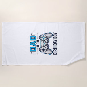 Dad of the Birthday Boy Gamer Shirt Design_1 Beach Towel