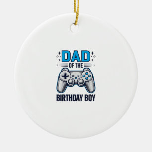 Dad of the Birthday Boy Gamer Shirt Design_1 Ceramic Tree Decoration