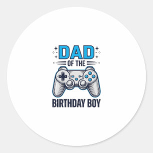 Dad of the Birthday Boy Gamer Shirt Design_1 Classic Round Sticker
