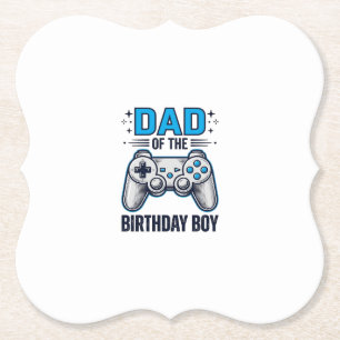 Dad of the Birthday Boy Gamer Shirt Design_1 Paper Coaster