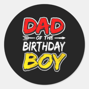 Dad of the birthday boy matching family party classic round sticker