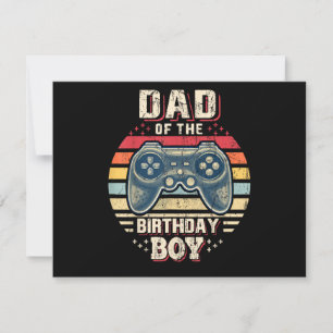 Dad of the Birthday Boy Matching Video Gamer Birth Invitation