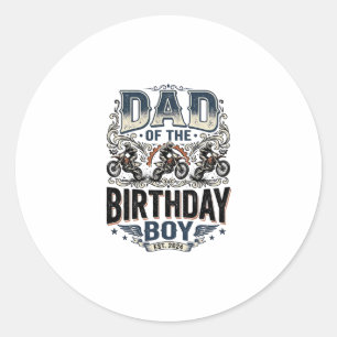 Dad of the Birthday Boy Motocross Vintage Shirt_1 Classic Round Sticker