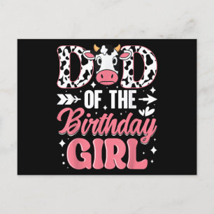 Dad Of The Birthday Girl Cow Father Daddy Postcard