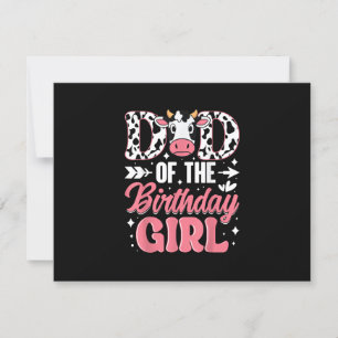 Dad Of The Birthday Girl Cow Father Daddy RSVP Card
