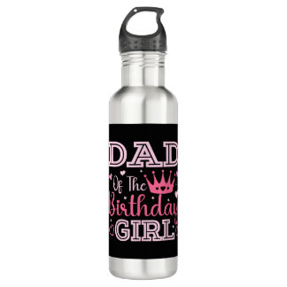 Dad of The Birthday Girl Cute Pink Matching Family 710 Ml Water Bottle