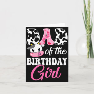Dad Of The Birthday Girl Farm Cow 1st Birthday Card