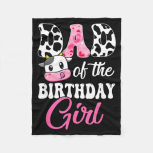 Dad Of The Birthday Girl Farm Cow 1st Birthday Fleece Blanket