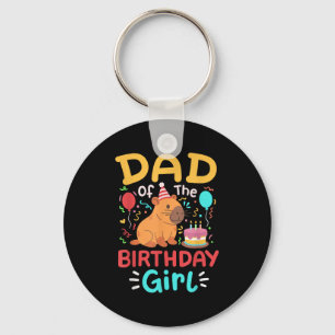 Dad Of The Birthday Girl Kids Cute Capybara Bday F Key Ring