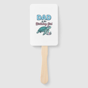 Dad of the Birthday Girl Sea Turtle Vintage Shirt  Hand Fan