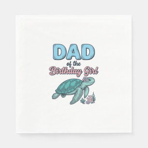 Dad of the Birthday Girl Sea Turtle Vintage Shirt  Napkin
