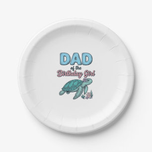 Dad of the Birthday Girl Sea Turtle Vintage Shirt Paper Plate