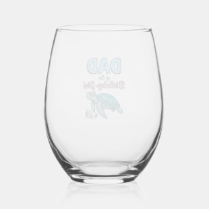 Dad of the Birthday Girl Sea Turtle Vintage Shirt  Stemless Wine Glass
