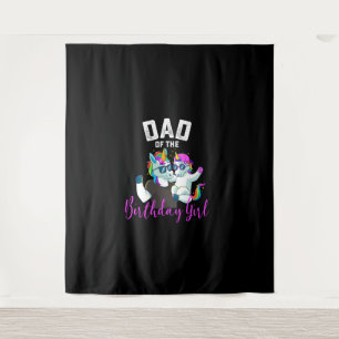 Dad of the Birthday Girl Unicorn Birthday Family F Tapestry