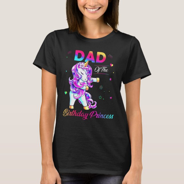 Dad Of The Birthday Princess Flossing Unicorn Men  T-Shirt (Front)