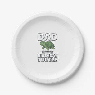 Dad of the Birthday Turtle Funny Turtle Dad Design Paper Plate