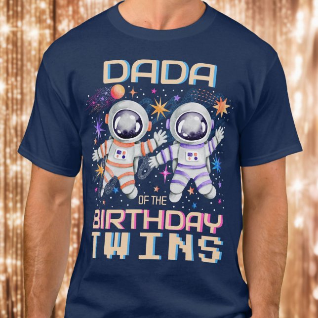 Dad of the Birthday Twins Rocket Astronaut Space T-Shirt (Dad of the Birthday Twins Rocket Astronaut Space T-Shirt)