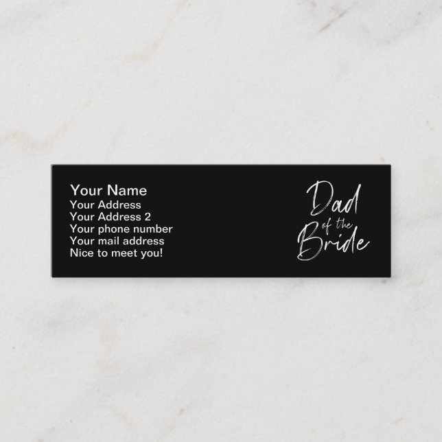 Dad of the bride wedding mini business card (Front)