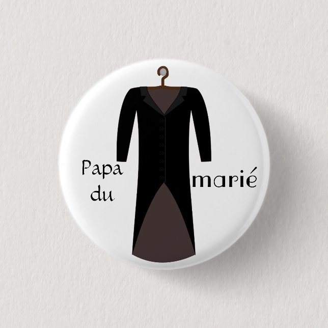Dad of the groom swipes in 3 cm round badge (Front)