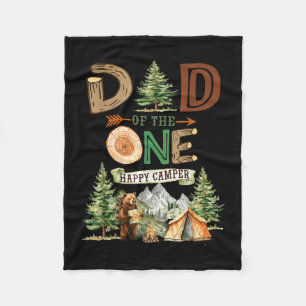 Dad of the one happy camper 1st birthday camping  fleece blanket