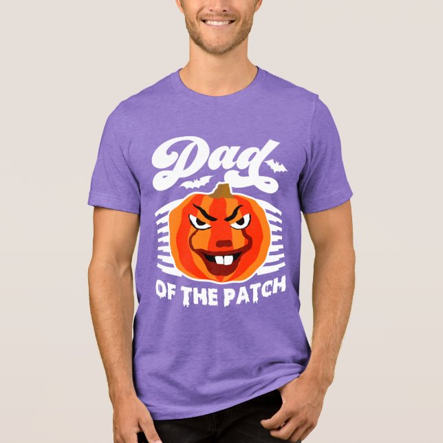 Dad of the Patch – Funny Spooky Pumpkin Halloween  Tri-Blend Shirt (Front)