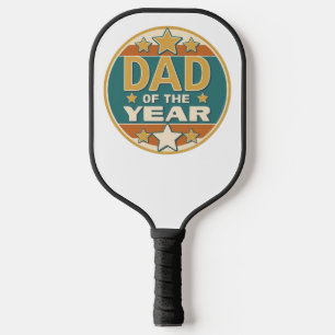 Dad of the Year Retro Badge – Father’s Day Gift Pickleball Paddle