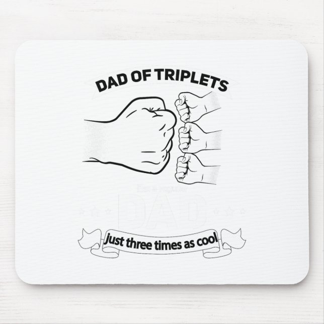 Dad Of Triplets Announcement Fathers Day Daddy Tri Mouse Pad (Front)