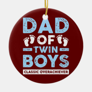 Dad Of Twin Boys Classic Overachiever Funny Twin Ceramic Tree Decoration