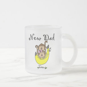 Dad of Twins Boy and Girl Tshirts and Gifts Frosted Glass Coffee Mug