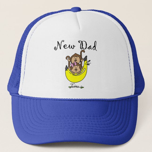 Dad of Twins Boy and Girl Tshirts and Gifts Trucker Hat (Front)