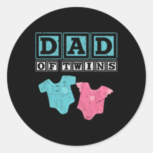 Dad Of Twins Family Daddy Fathers Day Future Paren Classic Round Sticker