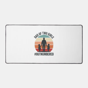 Dad of Two Girls Outnumbered Vintage Family Shirt_ Desk Mat