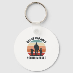 Dad of Two Girls Outnumbered Vintage Family Shirt_ Key Ring