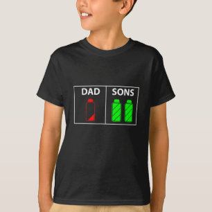 Dad of Two Sons Funny Low Battery Father's Day Gif T-Shirt