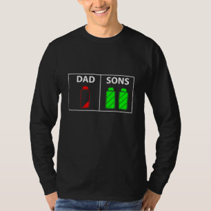 Dad of Two Sons Funny Low Battery Father's Day Gif T-Shirt