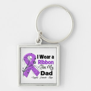 Dad - Pancreatic Cancer Ribbon Key Ring